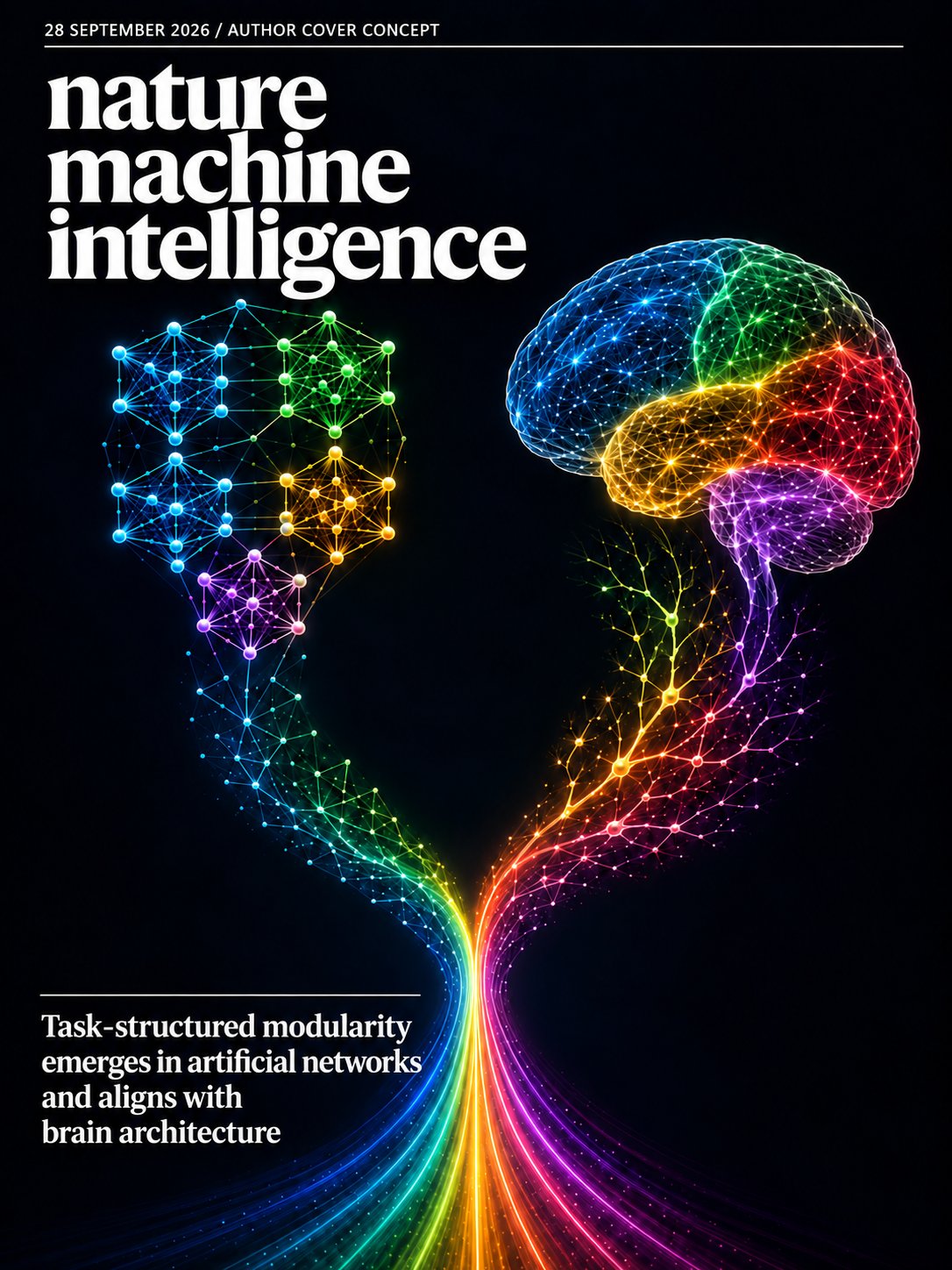 Colorful neural modules connected to a brain